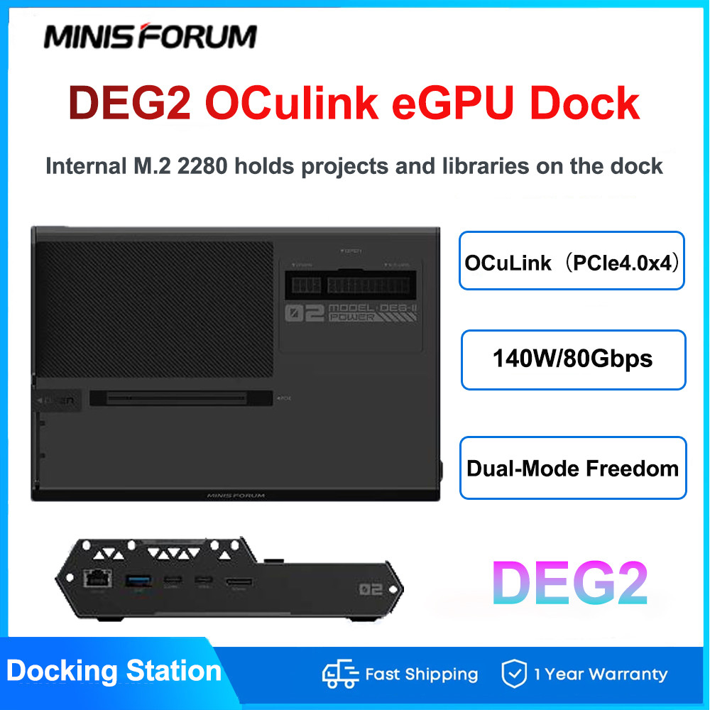 MINISFORUM DEG2 OCulink eGPU Dock Thunderbolt 5 Interface Graphics Card ...