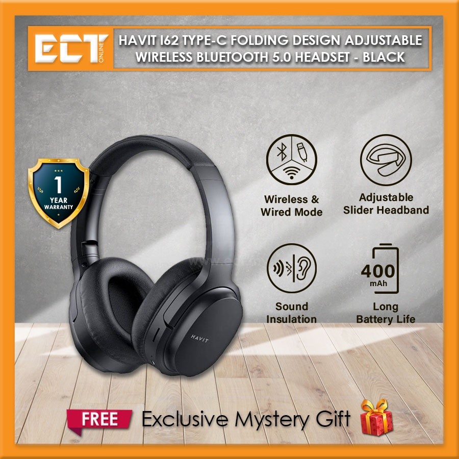 Havit I62 Type-C Folding Design Adjustable Wireless Bluetooth 5.0 ...