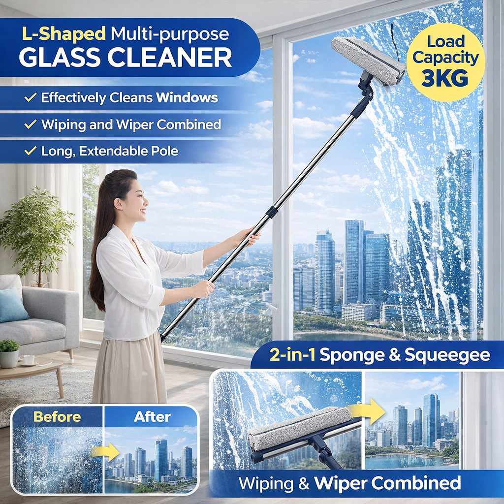 Adjustable Extended Window Cleaner Double-Sided Retractable Glass Wiper ...