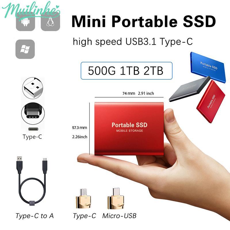 mu 4TB/2TB/1TBGB Mobile Hard Disk Type C USB3.1 Portable SSD Solid ...