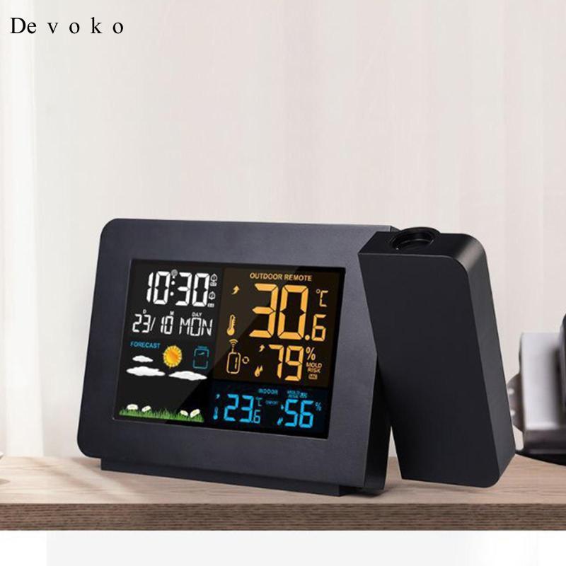 Devoko Weather Station Digital Alarm Clock Time Projector Temperature ...