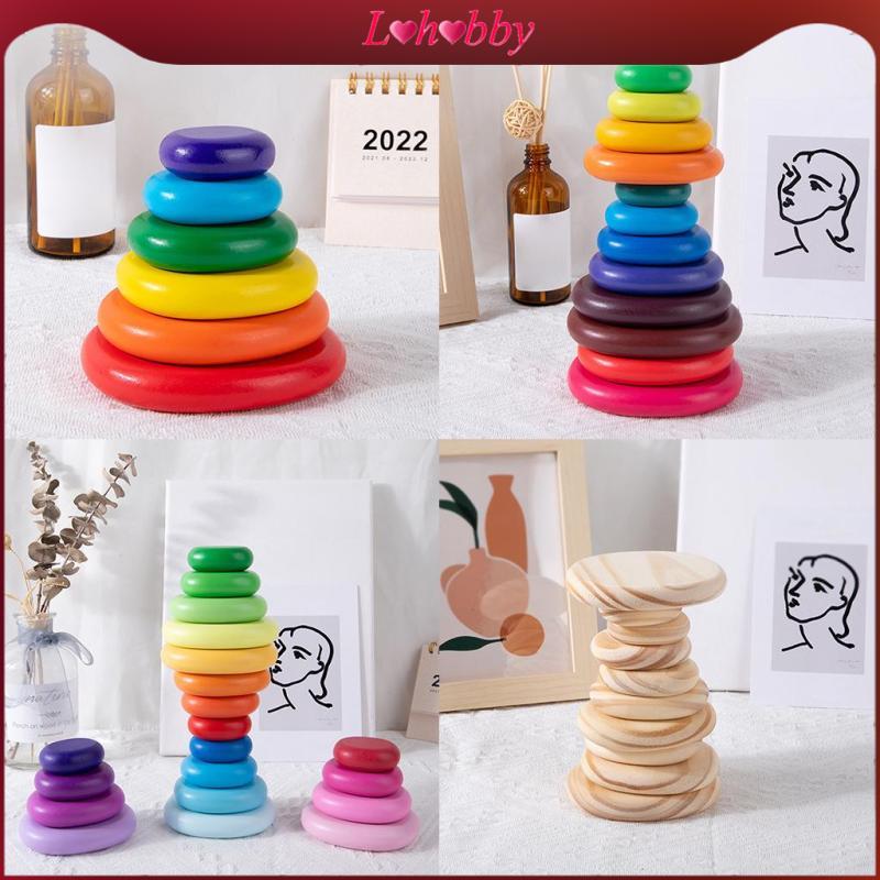 Lohobby Wooden Stacking Blocks Toys Early Educational Building Tower ...