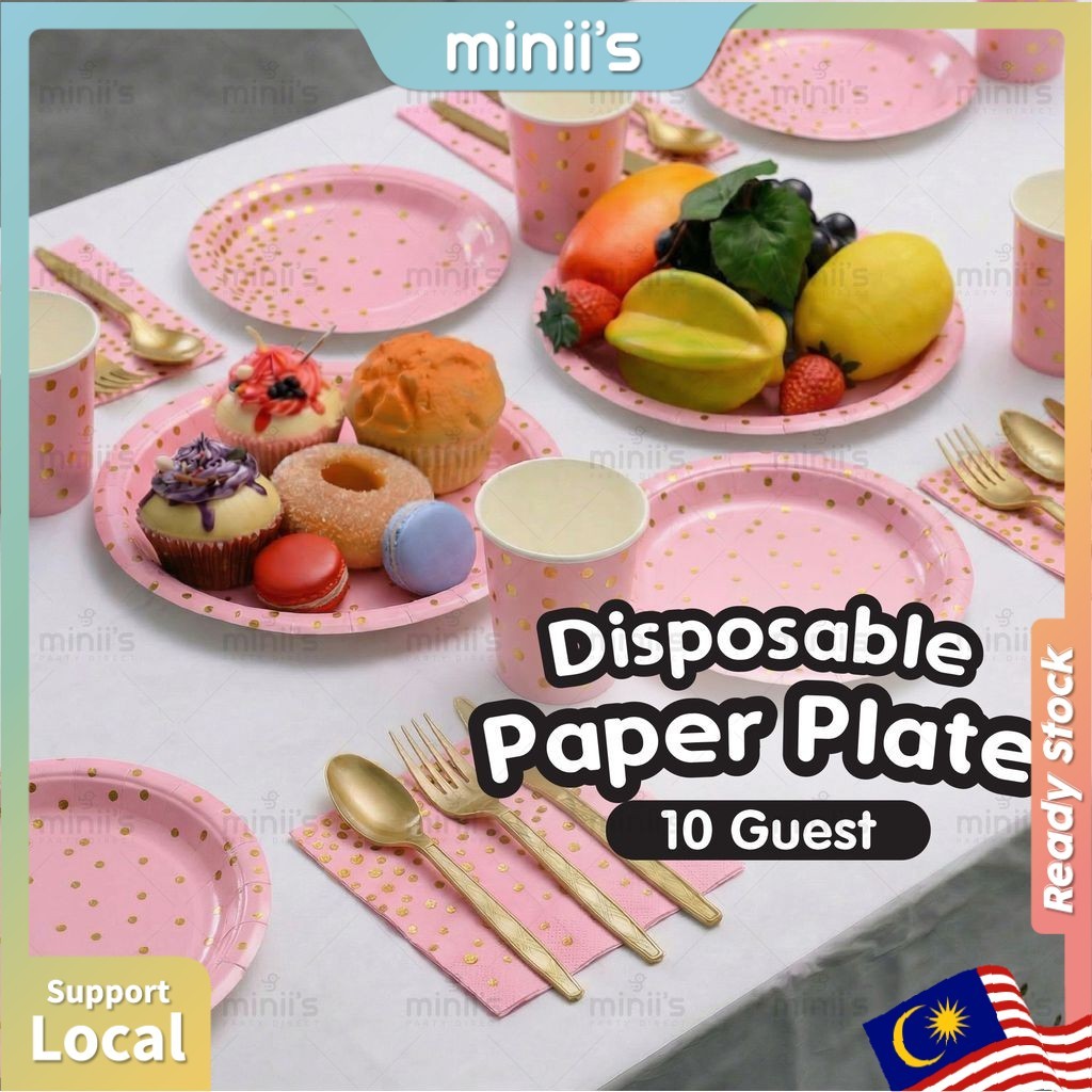 MINIIS Paper Plate Disposable Plate Paper Cup Plates Disposable Set ...
