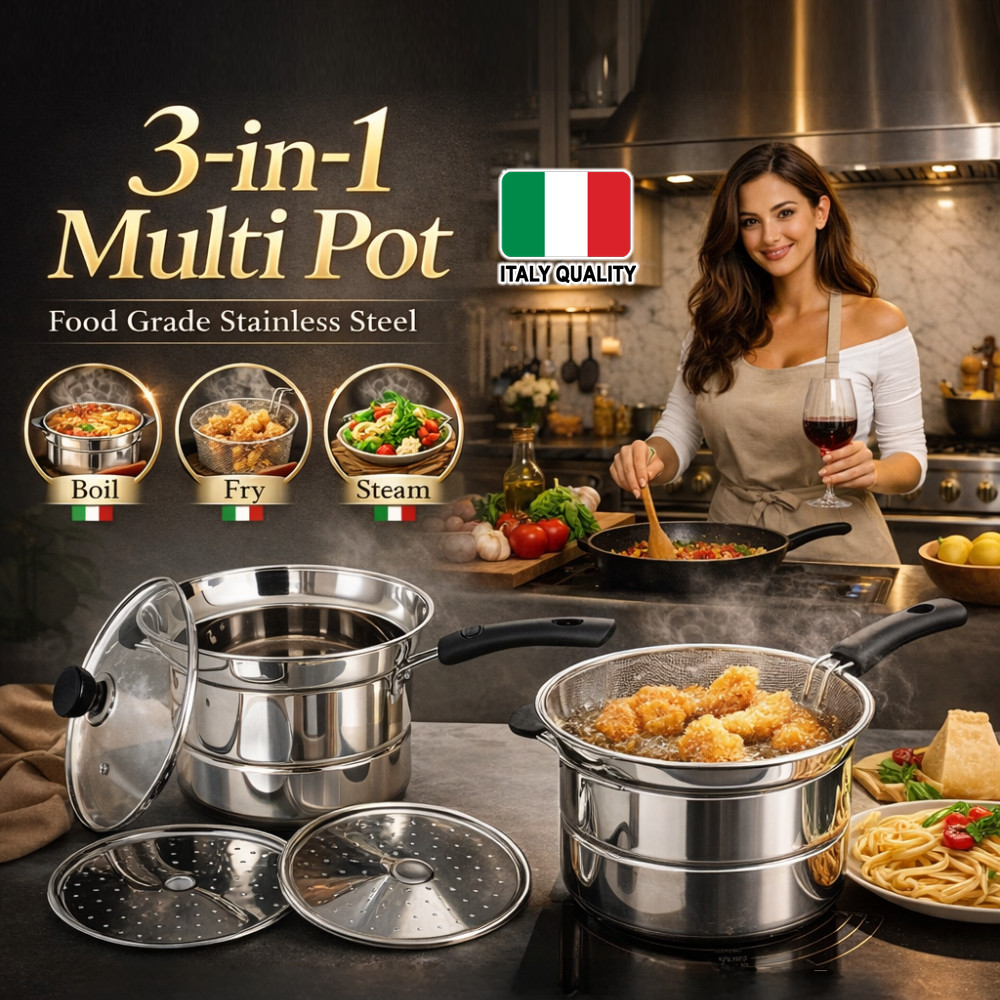 (5 YEARS WARRANTY) DIYTECH Italy Stainless Steel Multipurpose Pot Deep ...