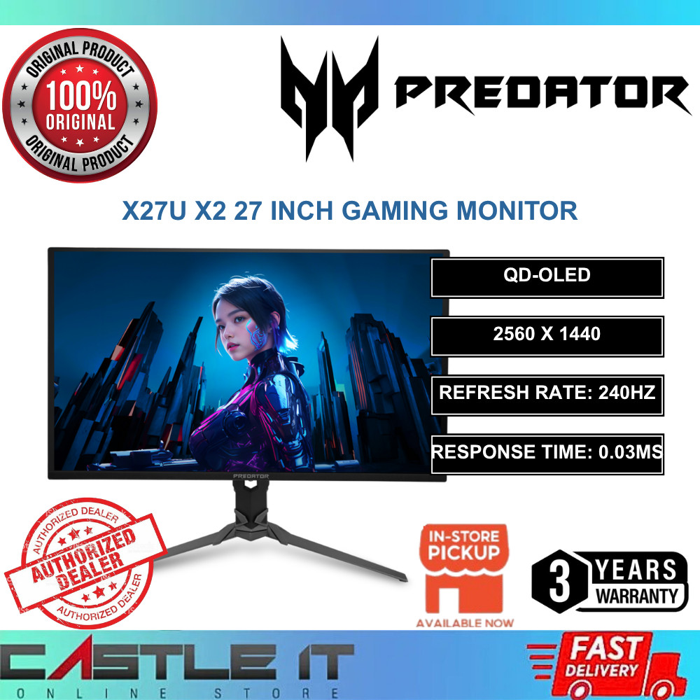 Acer Predator X27U X2 27 Inch QD OLED WQHD 240Hz 0.03ms Gaming Monitor ...