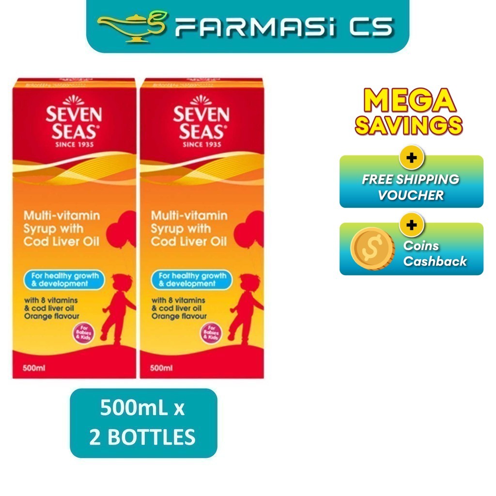 Seven Seas Kids Multivitamin Syrup with Cod Liver Oil 500ml x 2 bottles ...