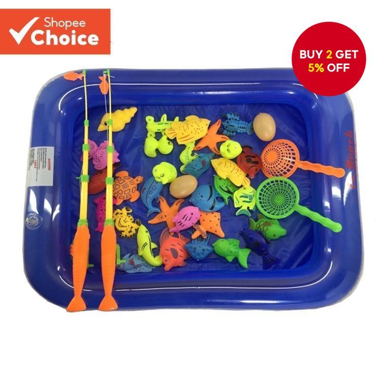 40pcs/set and Inflatable Pool Magnet ic Fishing Toy Rod Net Set for ...