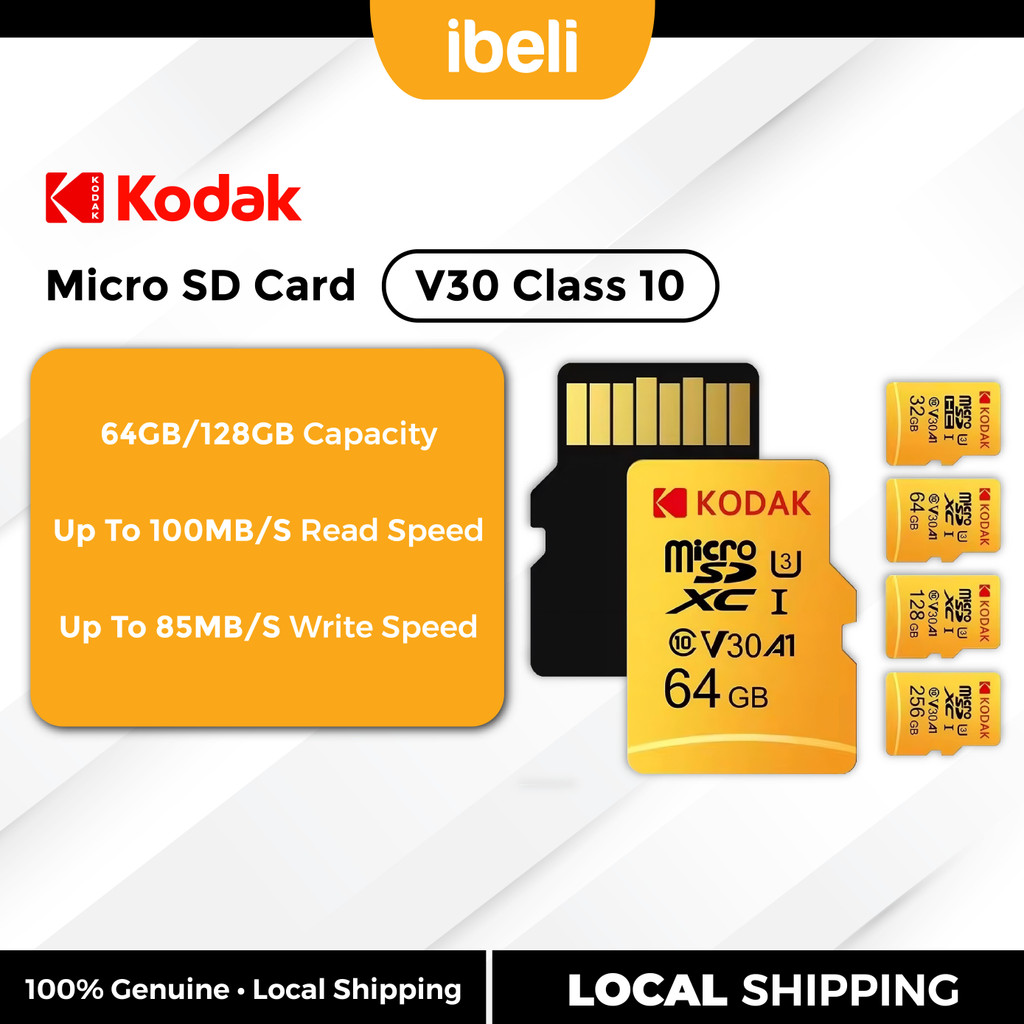 KODAK V30 Ultra U3 High Speed Micro SD Class 10 64GB / 128GB | Shopee ...