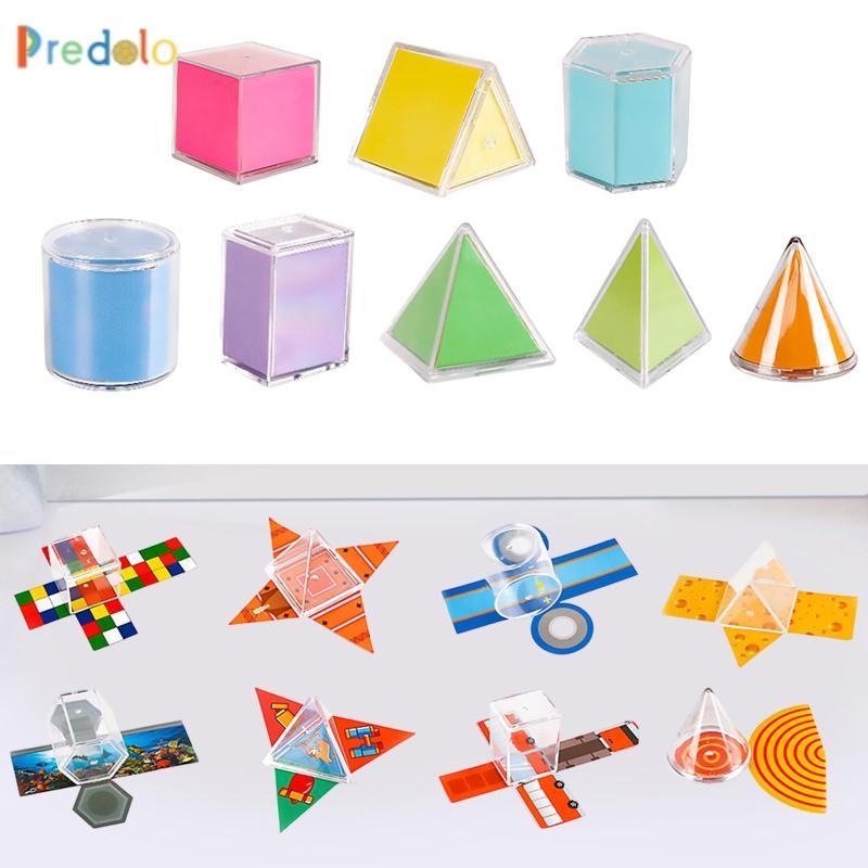 predolo Geometric Solid Blocks Set 3D Shapes Visualization Cubes ...