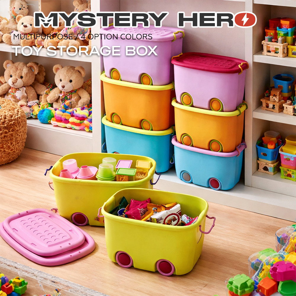MysteryHero Toy Storage Box with Wheel L & XL Multipurpose Toy wheel ...