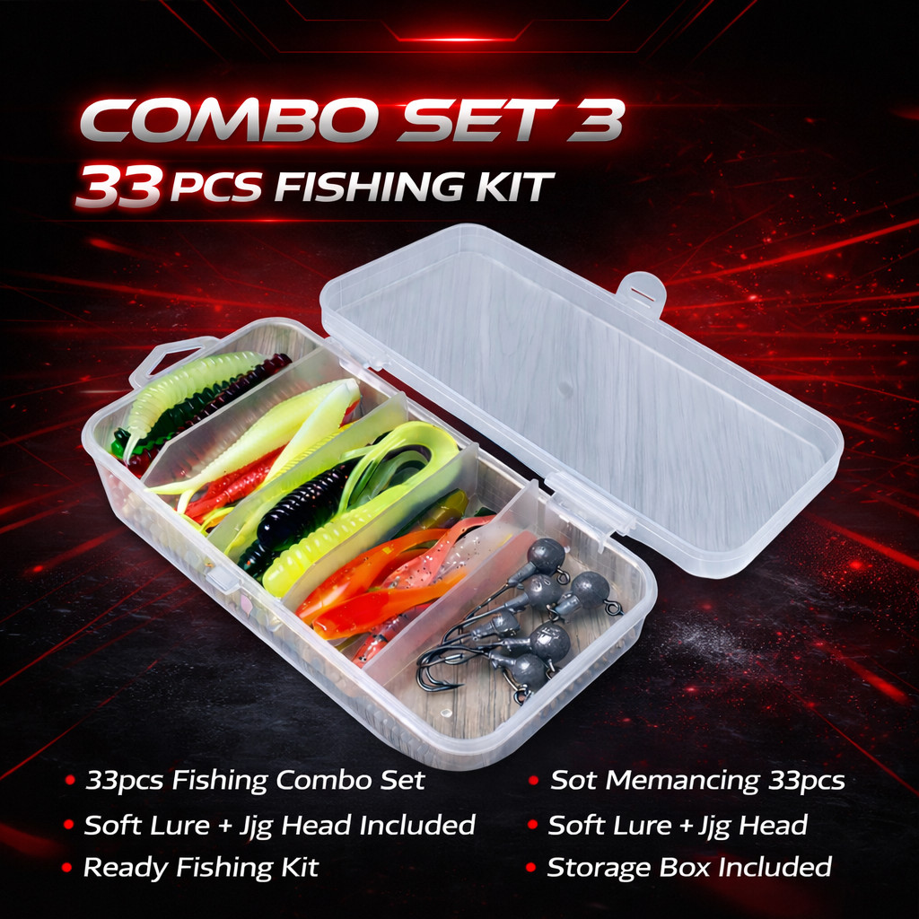 【MR.T】 Soft Plastik Combo Set Umpan Casting SP MANIA JigHead Fishing ...