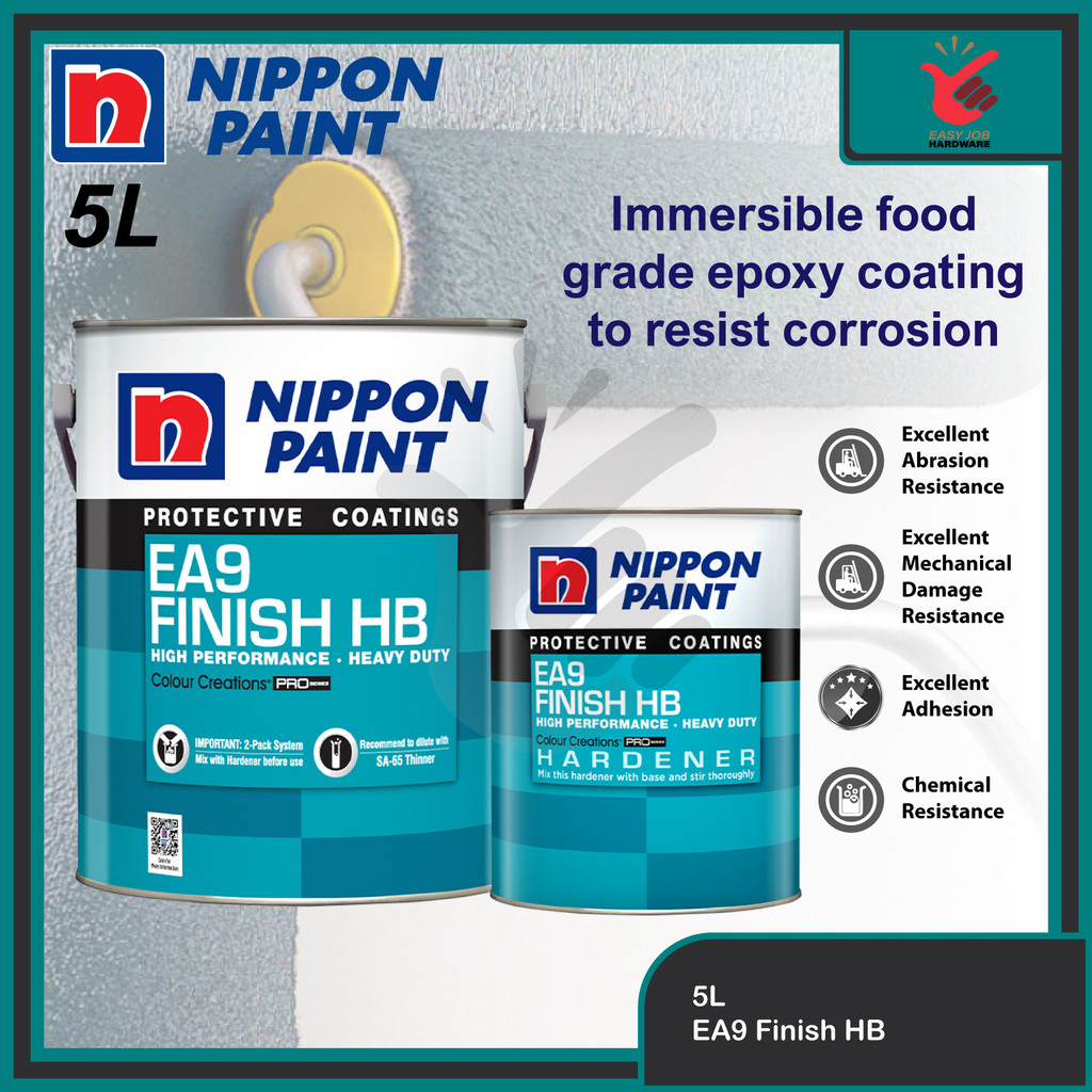 5L Nippon Paint EA9 Epoxy Cat Lantai Simen Cat Kolam Ikan Waterproof ...
