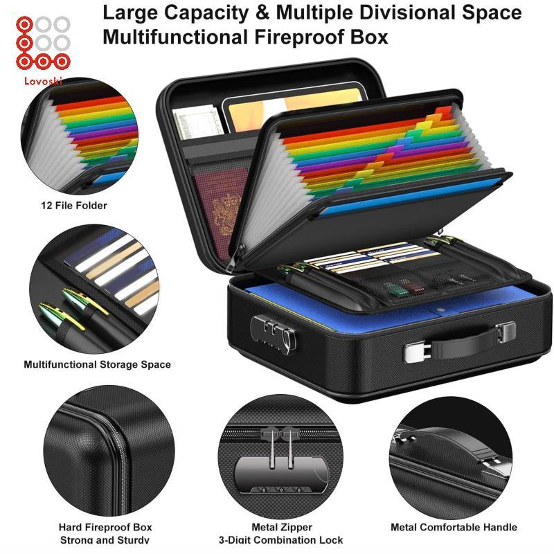 [Lovoski] Fireproof Document Box Secure Hard Shell for Valuables ...