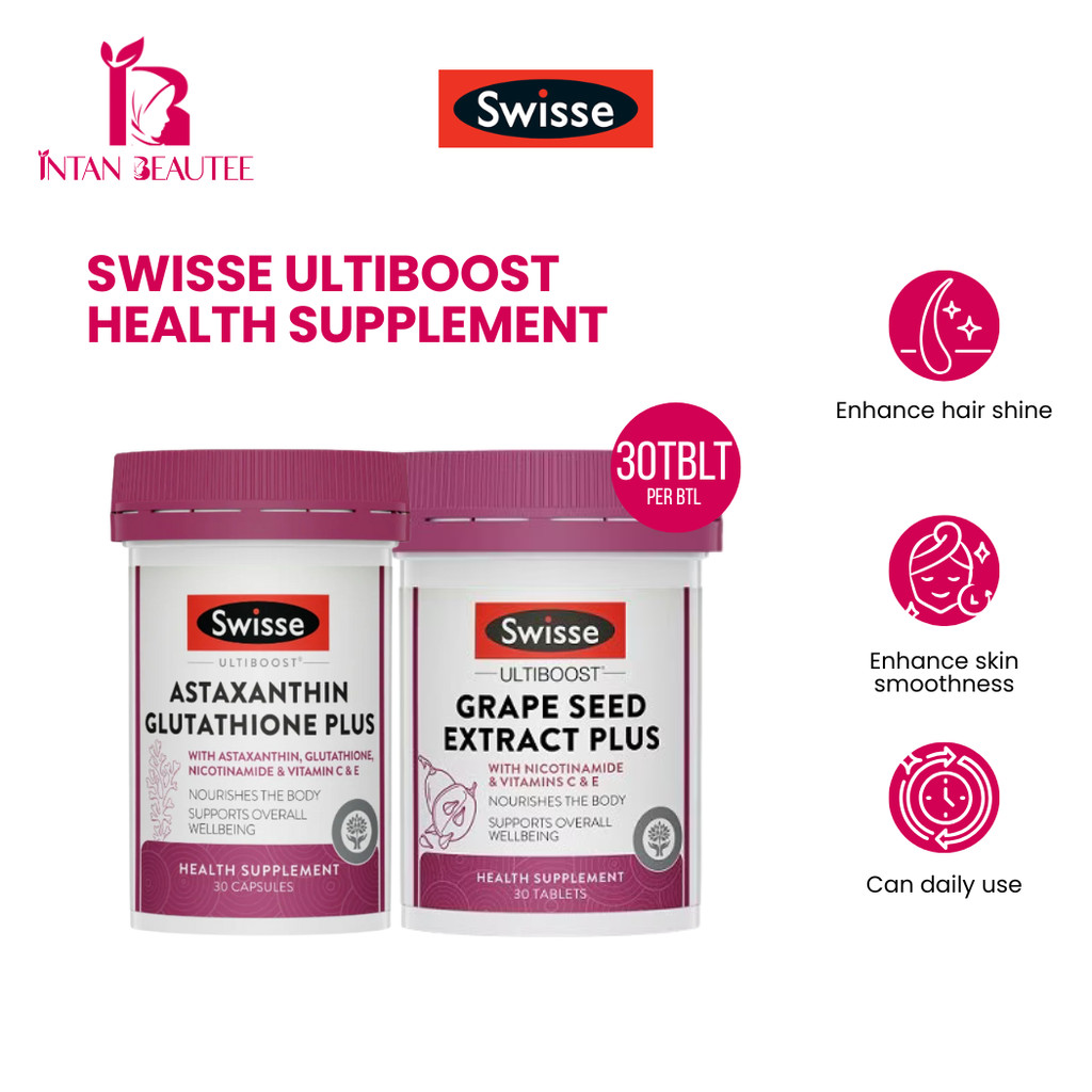 SWISSE Ultiboost Astaxanthin Glutathione Plus 30's, 60's/ Grape Seed  Extract Plus 30's | Shopee Malaysia