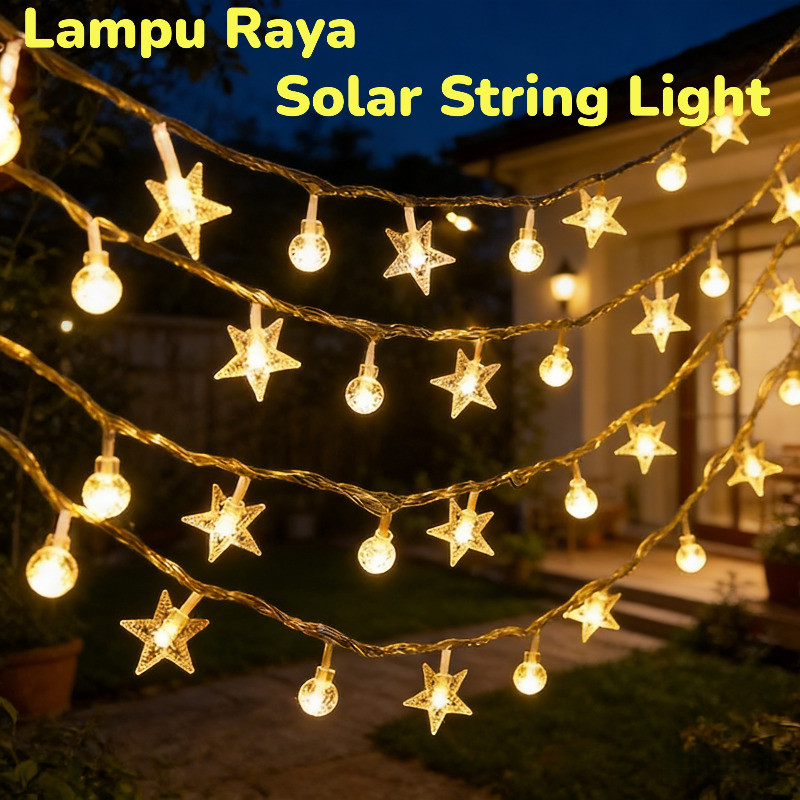 Lampu Raya Outdoor Solar Light LED Fairy String Light for Ramadan Hari ...