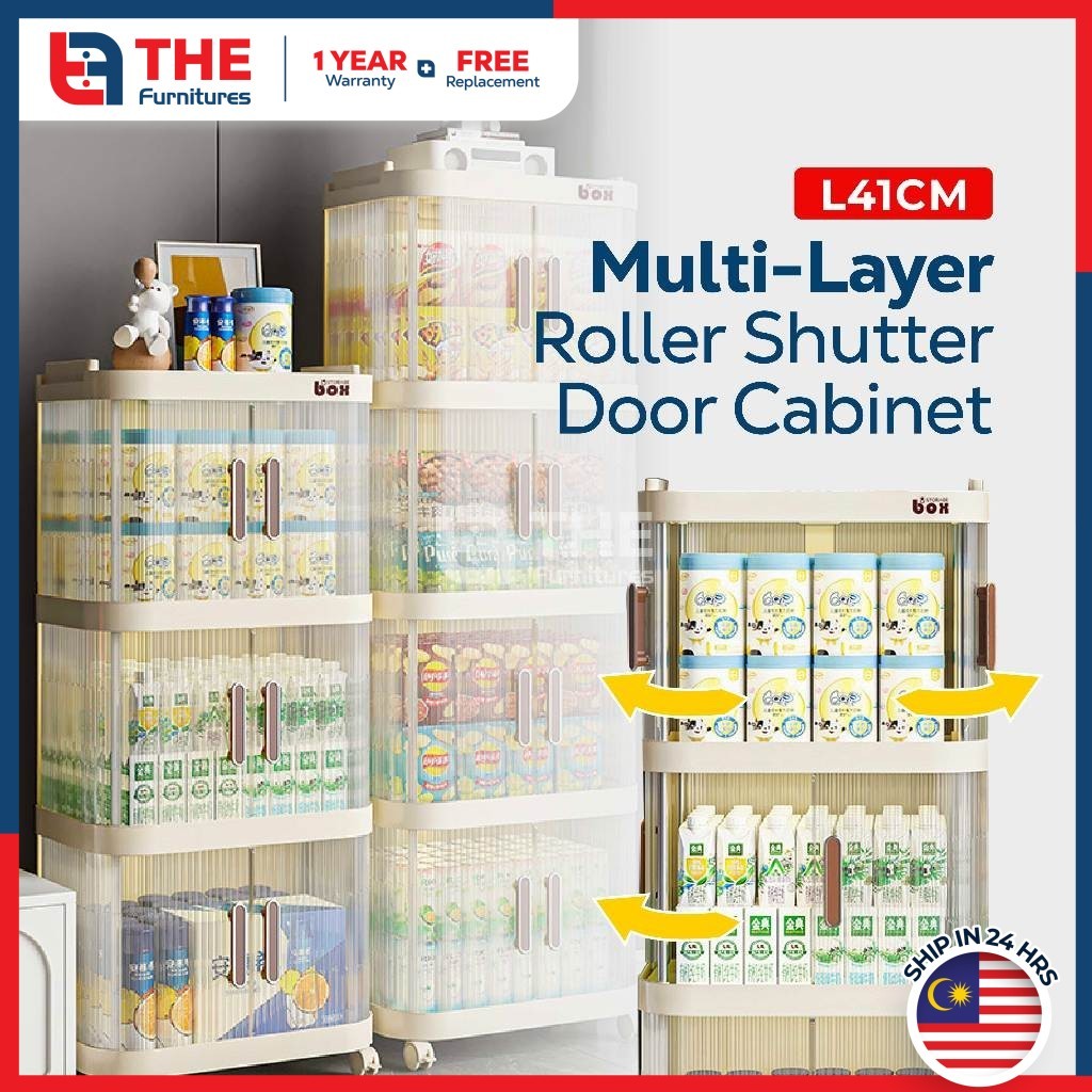 THE L41cm (1-4 Layers) Multipurpose Transparent Stacking 2 Door Storage ...