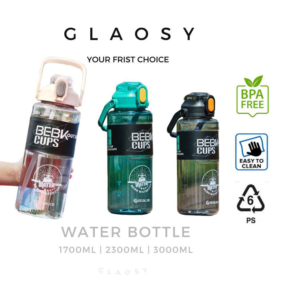 Botol Air Besar 3000ML | Botol Air Viral Bertali & Straw | Tumbler ...
