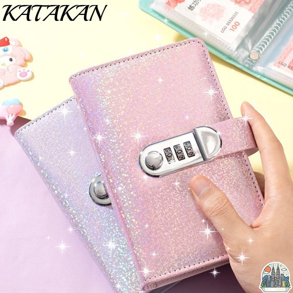 KATAKAN Saving Money Notebook, With Password Lock PU Leather 100 ...