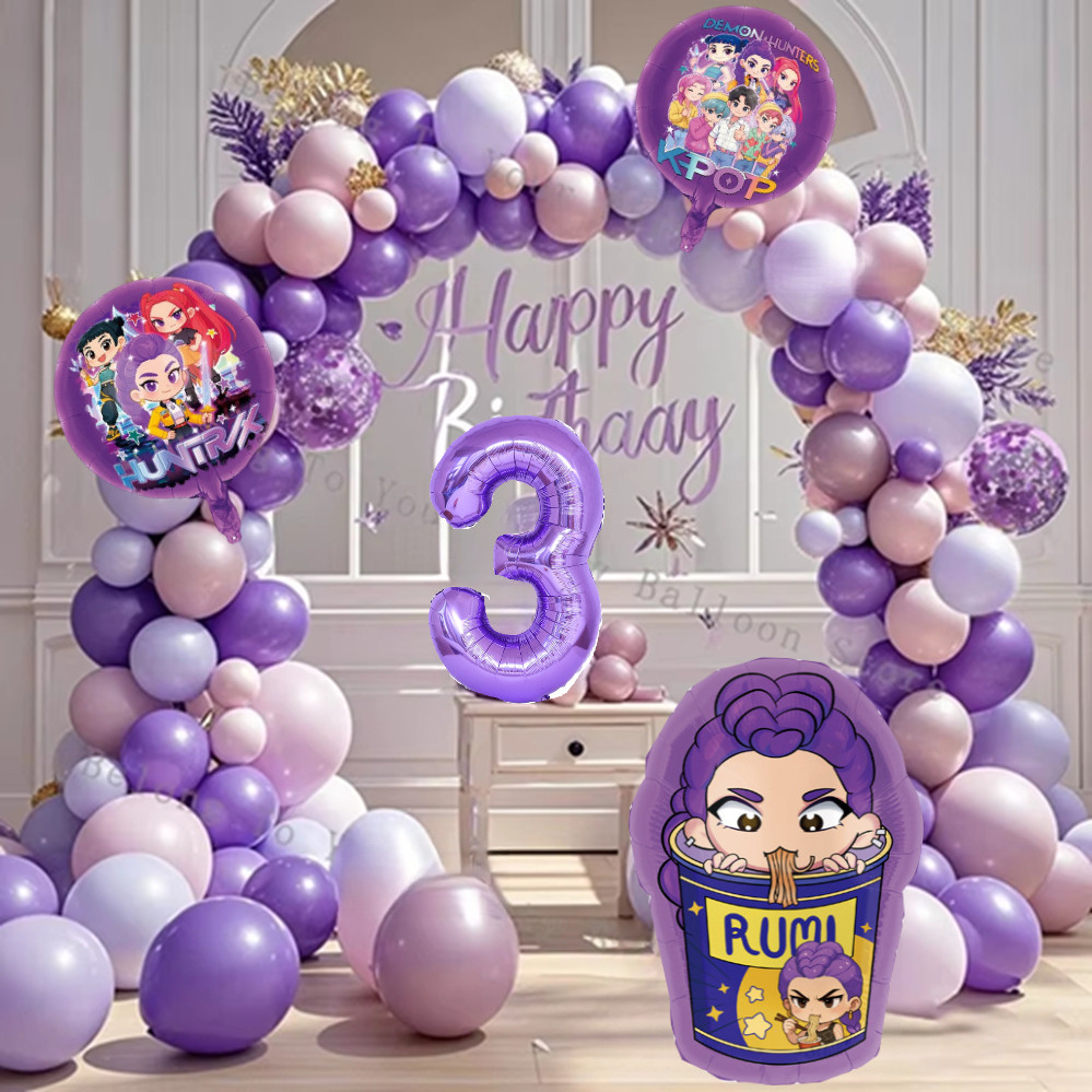Kpop Demon Hunters Party RUMI Balloon Set Wedding Garland Arch Decor ...