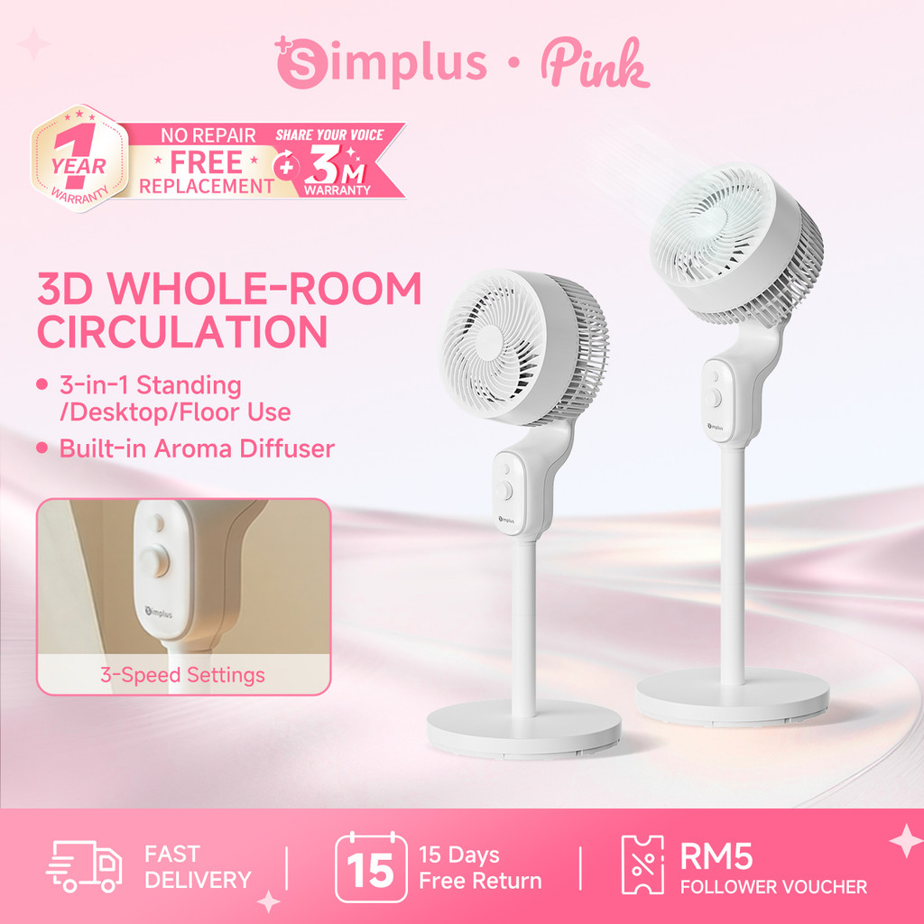 Simplus Pink Air Circulation Fan Household Vertical Standing Fan Multi ...