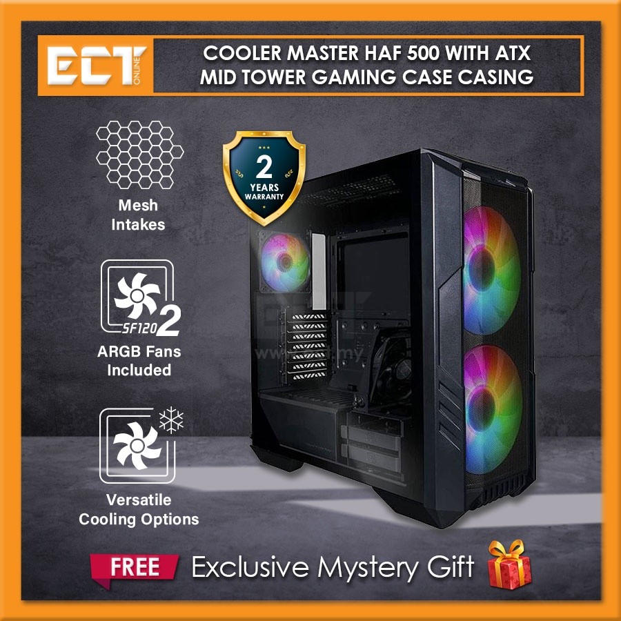 Cooler Master HAF 500 with ATX Mid Tower Gaming Case Casing (Black ...