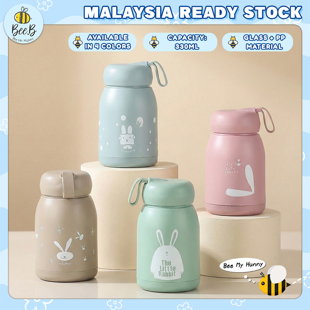 Botol Kaca Mini Cute Rabbit Design Kids Insulated Tumbler Mug Portable ...