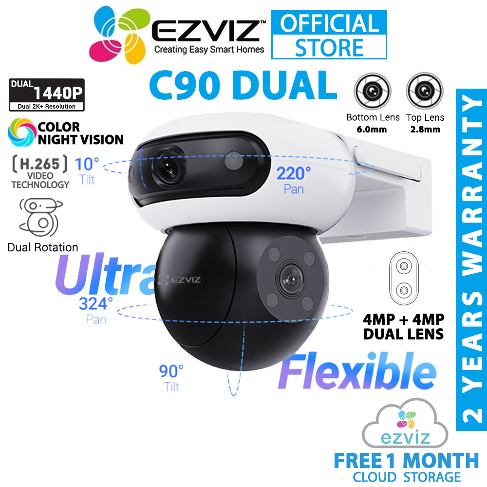 Ezviz C90 Dual Lens (4MP + 4MP) Dual Rotation Pan/Tilt Two Way Talk ...