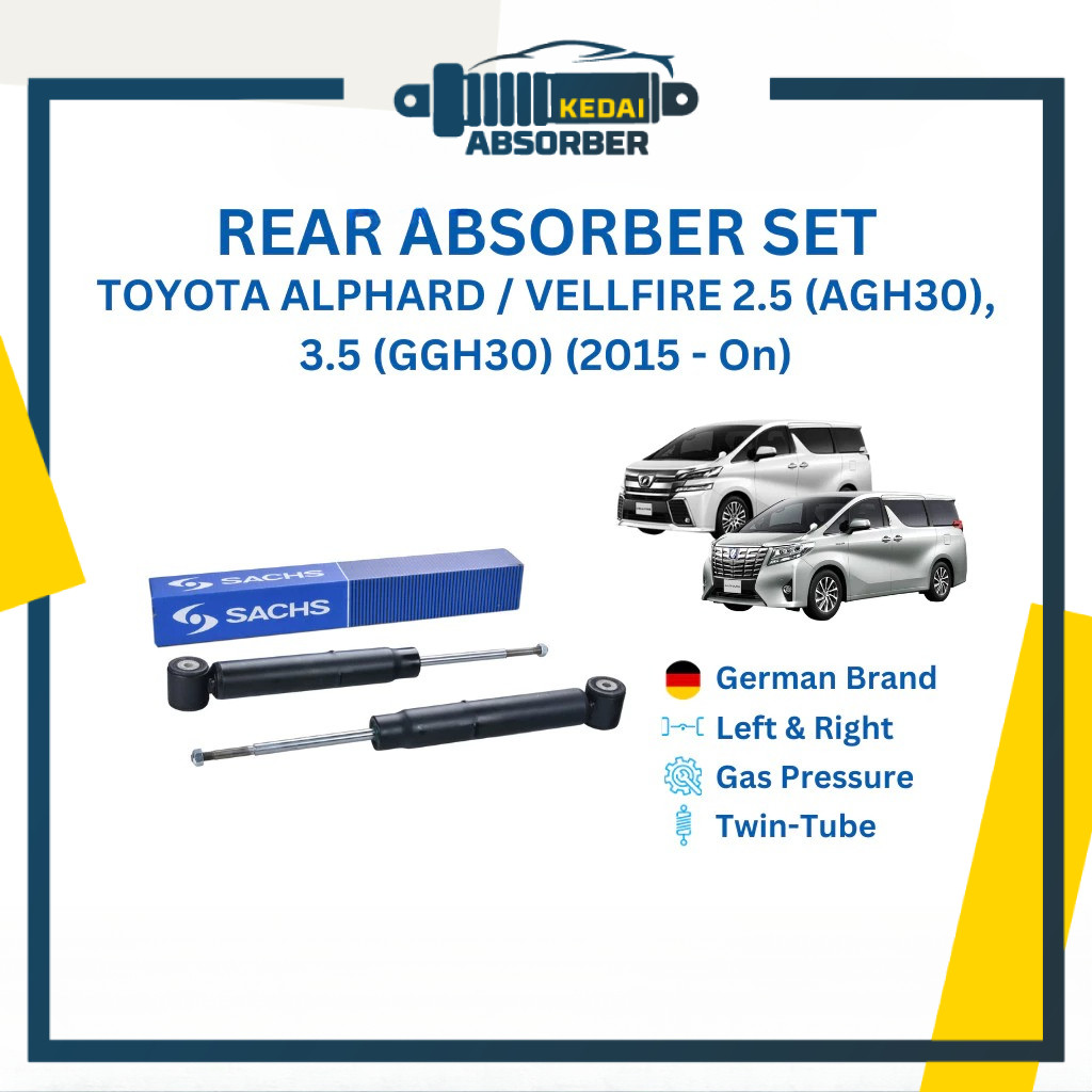 SACHS SHOCK ABSORBER TOYOTA ALPHARD VELLFIRE AGH30 GGH30 2015-2023 REAR ...