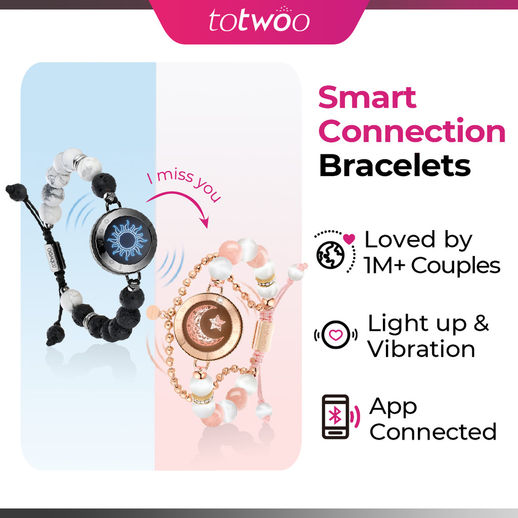 TOTWOO Long Distance Touch Bracelets for Couples Beaded Chain Gifts for  Girlfriend Pairing Jewelry | Shopee Malaysia