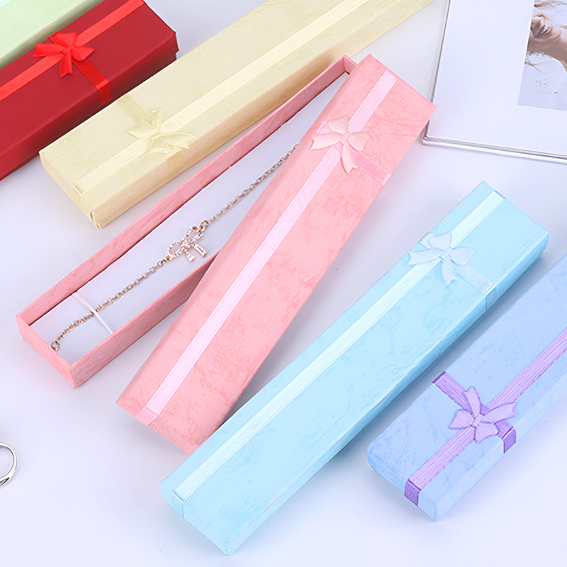 Rectangle Jewelry Box Mini Ribbon Bowknot Necklace Earring Bracelet ...