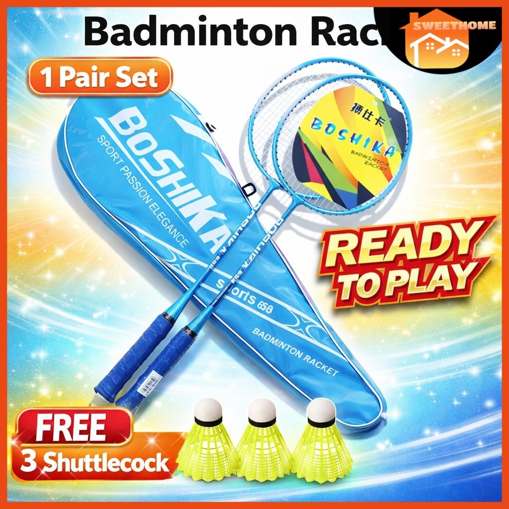 2 PCS Badminton Racket Badminton Racquets Set Double Rackets ( FREE ...