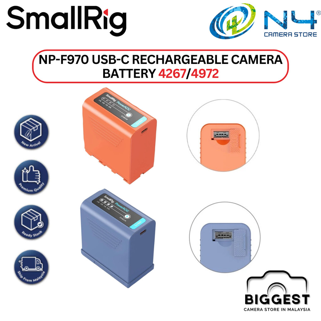 Smallrig NP-F970 USB-C Rechargeable Camera Battery For Camera, LED ...