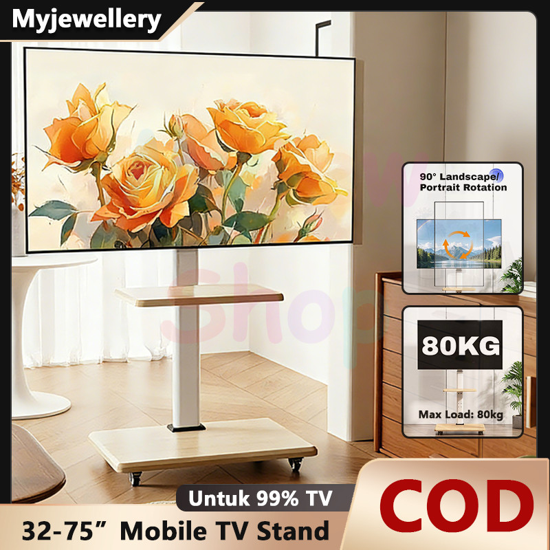 32-75 Inci Mobile TV Stand Rotation For LCD Monitor Height Adjustable ...