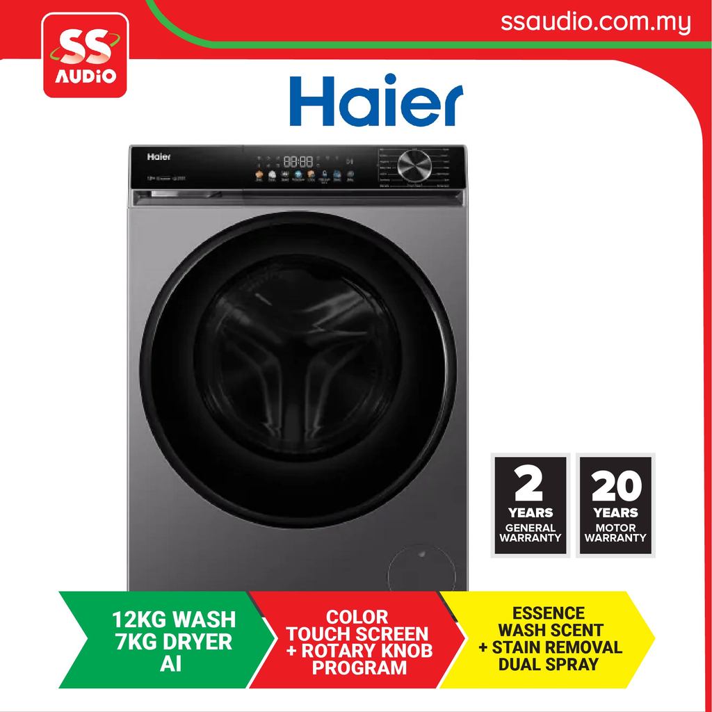 HAIER HWD120-BP12357S8 BLACK 12KG WASH | 7KG DRYER COLOR AI TOUCH ...