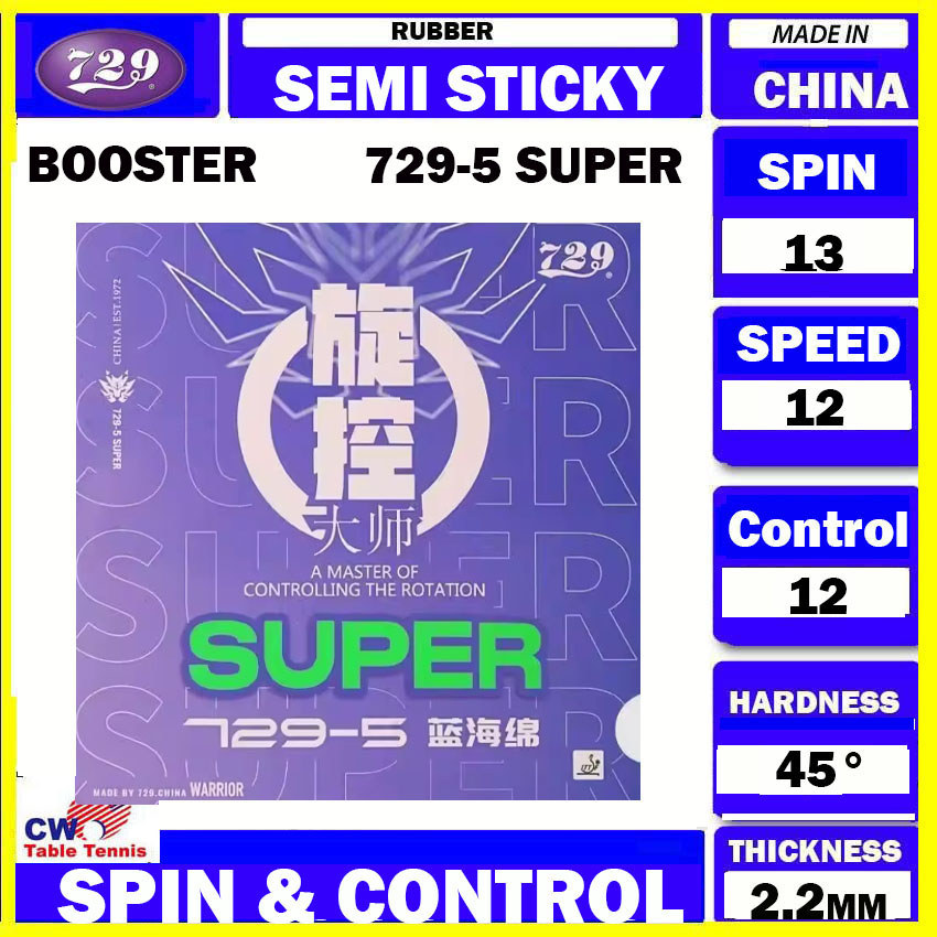 729 729-5 Super Spin-Control Master Table Tennis Rubber: Semi-Sticky ...