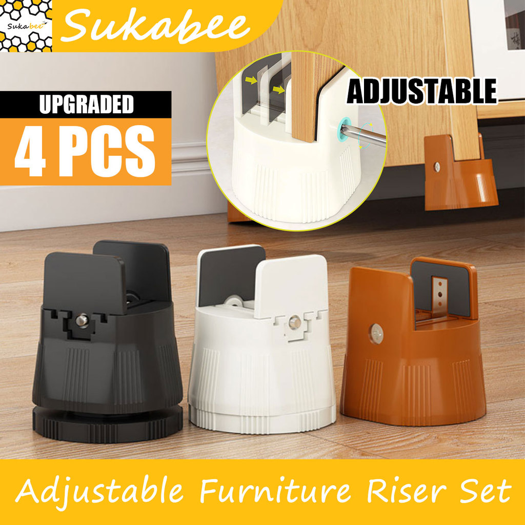 4PCS/Set Bed Foot Booster Mats Chair Leg Risers Adjustable Chair Feet ...