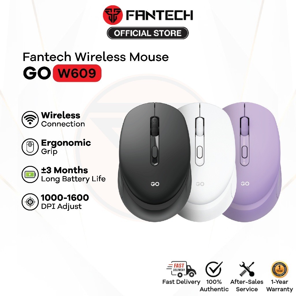 Fantech GO W609 Wireless Mouse | Ergonomic Grip | Energy Efficient ...