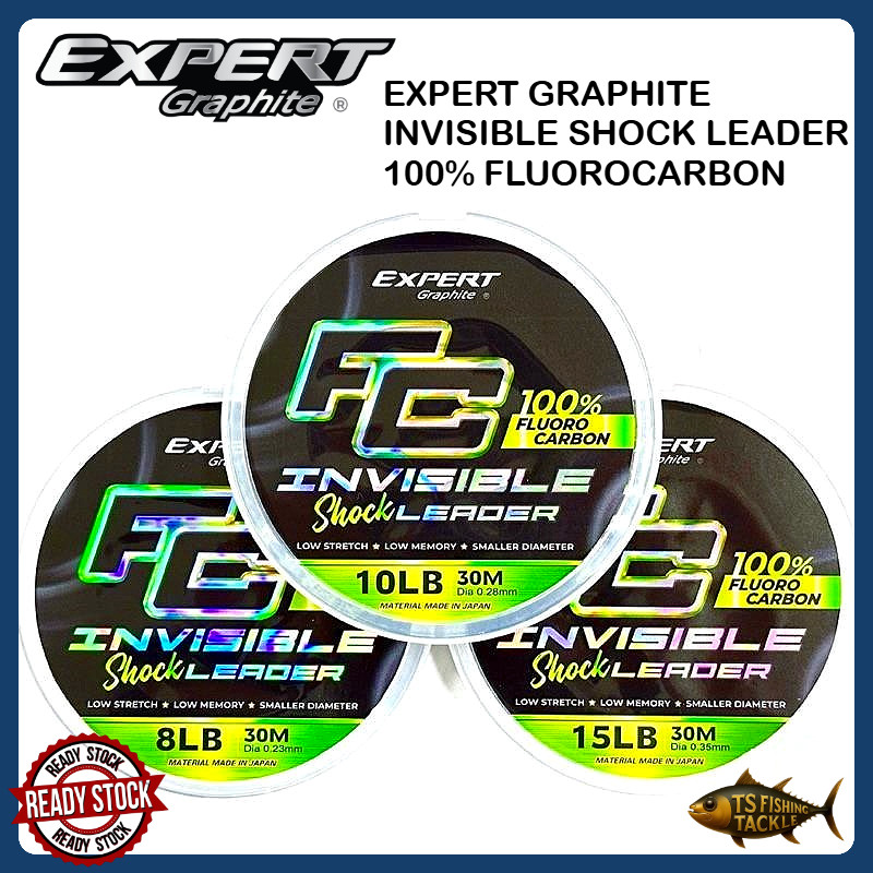 EXPERT GRAPHITE Invisible Shock Leader 100% Fluorocarbon Leader Line ...