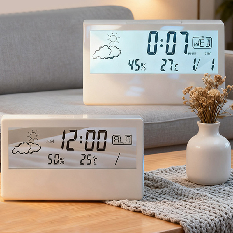 Transparent Digital Alarm Clock Temperature Date Display Backlight ...