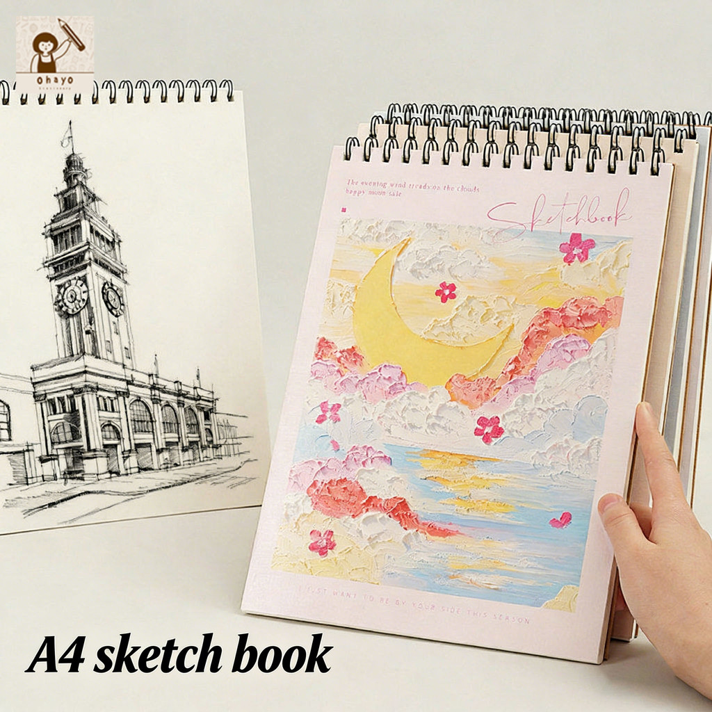 Buku Nota A4 Drawing Book Artist Paper Blank White Double Spring Sketch ...