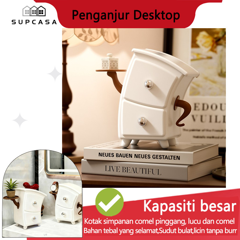 Desktop Storage Box Kotak Penyimpanan Meja Cartoon Desktop Multi-drawer ...