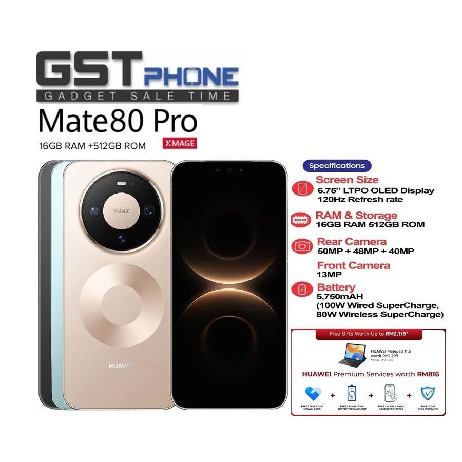 Huawei Mate 80 Pro 16GB Ram+512GB Rom (Original Malaysia Set) With Premium Gift