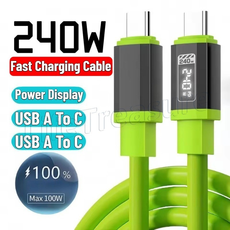 240W USB C Fast Charging Cable - Dual Type-C Phone Power Cord - 6A High ...