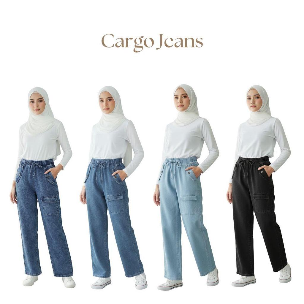 AMIABLY VEENA CARGO Soft Cotton jeans ironless kain selesa tak panas ...
