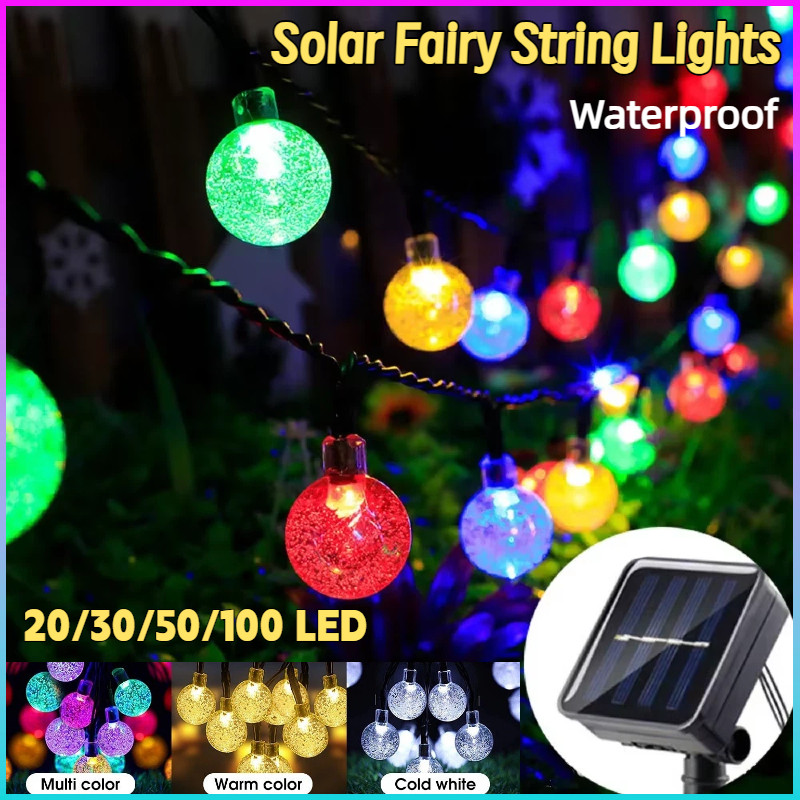 30/50/100 LED Lampu Raya Solar Fairy String Lights Outdoor Waterproof ...