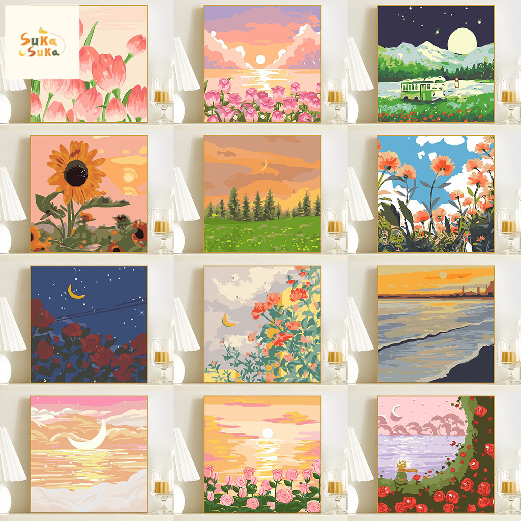 Canvas Painting By Number DIY Digital Oil Paint Kit 20x20cm Oil ...