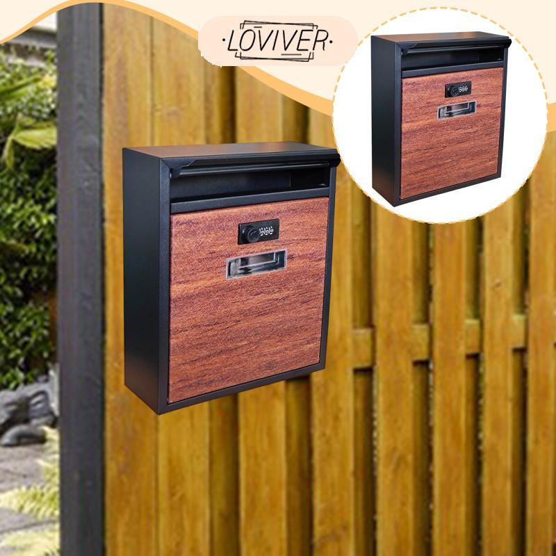 LOVIVER Wall Mount Mailbox Lockable Iron External Vertical Mailbox ...