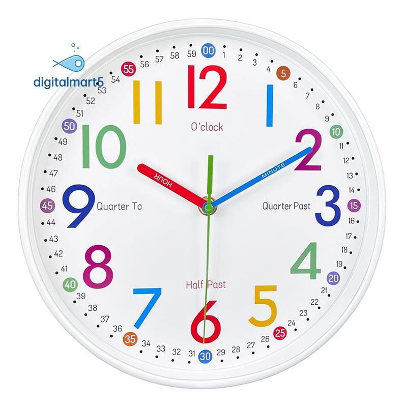 Colorful Learning Clock for Kids-Non-Ticking, Battery Operated, Silent ...