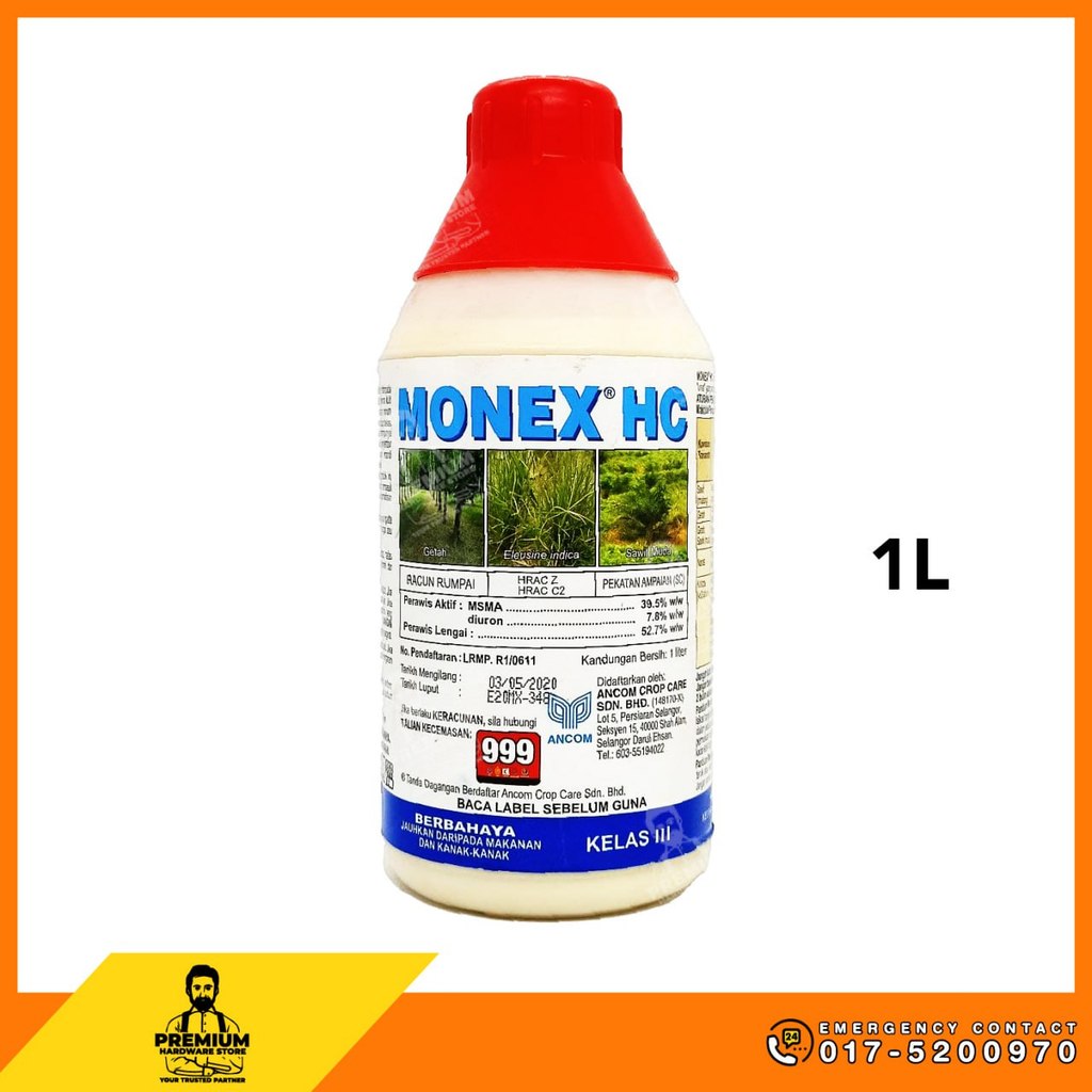 ANCOM Monex HC 1 Liter MSMA 39.5% Diuron 7.8% Grasskiller Herbicide ...