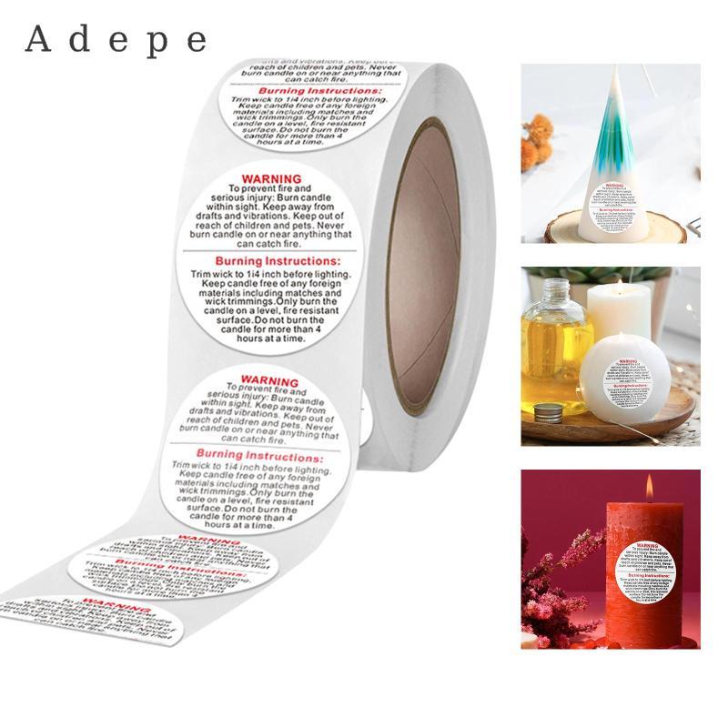 [Adepe] 500 Candle Jar Container Labels Wax Melting Safety Stickers ...